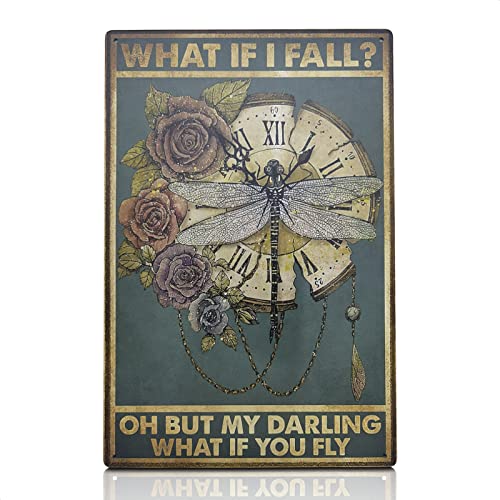 What If You Fly Home Wall Decor – Metal Wall Art Fall Decor Aluminum Tin Signs for Home Decor Vintage Wall Decor – Fall Sign for Home Decor Tin Sign Vintage Posters Coffee Bar Sign Funky Decor MALLONY