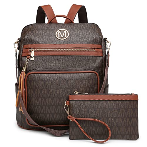 MKP COLLECTION Women Fashion Backpack Purse Convertible Large Ladies Rucksack Travel Shoulder Bags Handbag Set 2pcs w/ Tassel