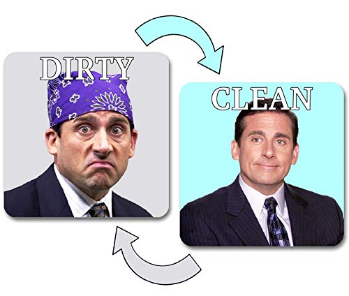Dishwasher Magnet Clean Dirty Sign Indicator, Washing Machine Magnet Double Sided Kitchen Dish Washer Refrigerator Magnet Flip with Magnetic Plate Office Michael Scott