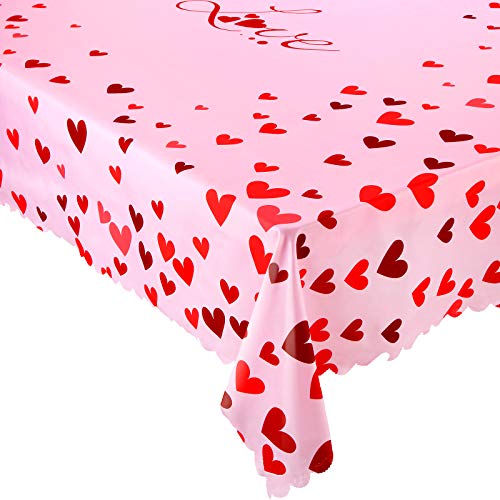 Valentine’s Day Rectangle Table Cloth 57 x 71 Inch Love Heart Tablecloth Cover Decoration Modern Polyester Heart Washable Table Cover for Valentine’s Day Wedding Kitchen Dining Room Party Home Decor