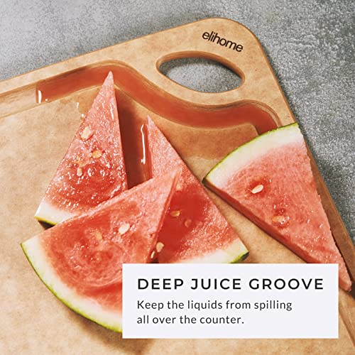 Elihome MEDIUM Cutting Board for Kitchen, Natural Wood Fiber Composite, Dishwasher Safe, Eco-Friendly, Juice Grooves, Non-Porous, Reversible, BPA Free, Made in USA, 13″x 10″x 1/4” | The Storepaperoomates Retail Market - Fast Affordable Shopping