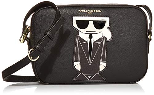 Karl Lagerfeld Paris womens Maybelle Camera Crossbody Cross Body, Black/Black Mult, One Size US