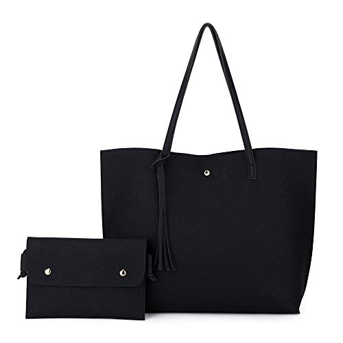 K.EYRE Women’s Faux PU Leather Tote Shoulder Purses Bag for women, Big Capacity Tassel Handbag