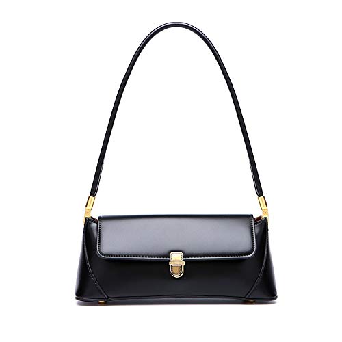 Women Black Shoulder Bags Vintage Handbag Retro Classic Small Purse 90s Buckle Closure