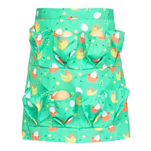 PAMAID Egg Collecting Apron for Kids, 8 Deep Pockets Fresh Duck Goose Quail Dove Eggs Holder Aprons for Farmhouse Kitchen Home Child 3-12 Years, (Green Egg, Child)