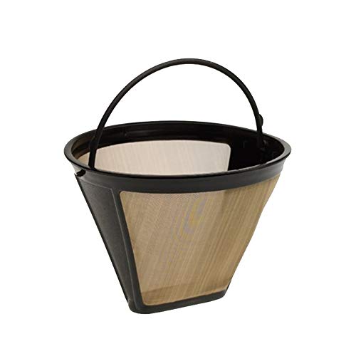 Gold Tone Delibru Cone Style Replacement Coffee Filter Basket for Cuisinart Coffee Maker – Size; Top : 4.12″, Height : 3.18″, Bottom : 2.12″