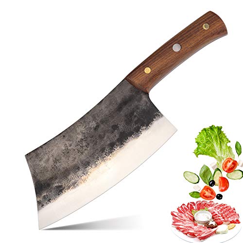 DENGJIA Chef Knife 7.2 Inch Chinese Chef’s Knife and Meat Cleaver with Rosewood Handle Kitchen Knife