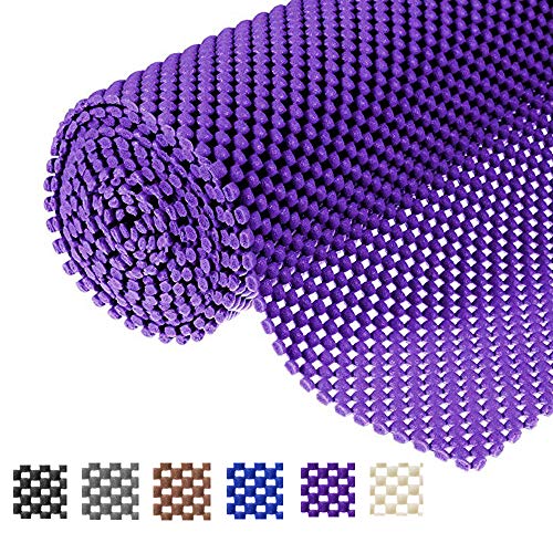 Shelf Liner Drawer Liner Non-Slip Mat Shelves Liners 12″ X6.5’ Grid Pattern PVC Non-Adhesive Grip Liner Anti-Slip Mat for Kitchen Cabinets Wire Shelving Pantry Dresser Refrigerator (Purple)