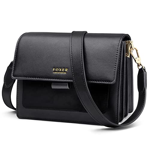 Small Leather Crossbody Bags for Women, Genuine Leather Adjustable Strap Multi Compartments Women’s Mini Shoulder Bags Ladies Phone Purses Girls Casual Cute Messenger Bags Womens Clutch Bags (Black)