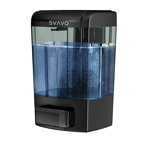 SVAVO Hand Soap Dispenser Wall Mount, 23.7oz / 700ml Refillable Soap Dispenser Bathroom, Wall Mounted Liquid Soap Dispensers for Home, Kitchen, Commercial, Restaurant, Body Wash, ABS Black