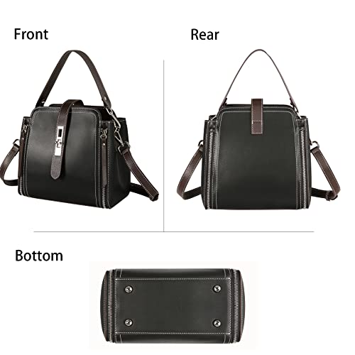 HESHE Women Leather Shoulder Bag Handbags Satchel Ladies Purses Crossbody Bag (Black) | The Storepaperoomates Retail Market - Fast Affordable Shopping