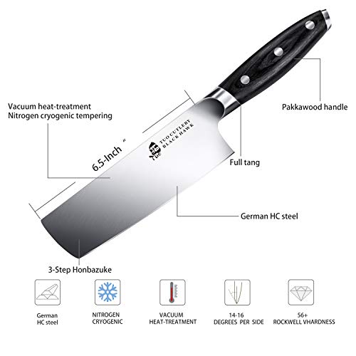 TUO Nakiri Knife – 6.5 inch Kitchen Chef Knife Vegetable Cleaver – Asian Usuba Knife – German HC Steel- Full Tang Pakkawood Handle – BLACK HAWK SERIES with Gift Box | The Storepaperoomates Retail Market - Fast Affordable Shopping