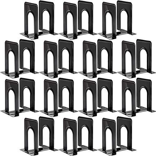 HappyHapi 28 Pcs Metal Bookends, Black Book Ends Holder, Nonskid Bookends Bulk for Shelves Office Home Kitchen,6X 5X 6 Inch, Set of 14 Pairs