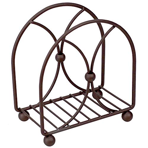Home Basics Arbor Collection Rustic Heavy Duty Steel Napkin Holder Organizer Stand, Elevated Base, Oil Rubbed, Bronze