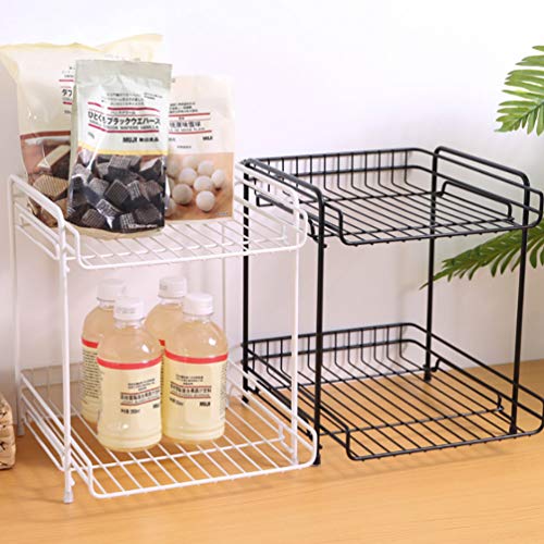X-super HoMe Kitchen Spice Rack Pantry Stand 2 Tier Countertop Shelf Organizer (11.6Lx9.8Wx11.8H) Cabinet containers seasonings set (White)