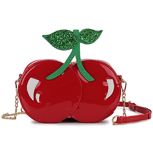 ENJOININ Sequins Red Cherry Shoulder Bag Women’s Crossbody Bag Girl’s Clutch Bag Fashion Purses and Handbags