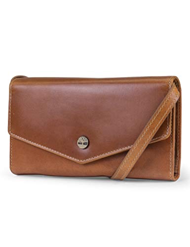 Timberland womens Rfid Leather Crossbody Wallet Phone Bag With Detachable Crossbody Strap Cross Body, Cognac (Buff Apache), One Size US