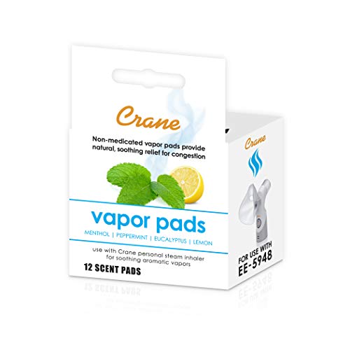Crane Vapor Pads for EE-5948 Cordless Personal Steam Inhaler, White, 12 Count (Pack of 1)