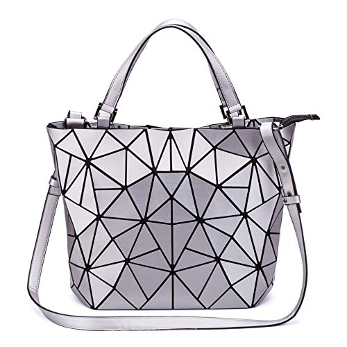 Geometric Luminous Purses and Handbags Holographic Reflective Crossbody Bag Wallet Flash Rainbow Tote Silver