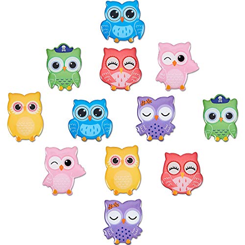 12 Pieces Owl Magnet Cartoon Cute Owl Refrigerator Magnets 3D Locker Fridge Magnet for Kitchen Office Whiteboard Decoration