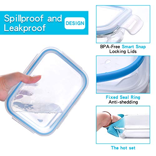 [20 Piece] Glass Food Storage Airtight & Leakproof Containers Set with Snap Lock Lids, Bonus 2 Oven Silicone Gloves, Safe for Dishwasher, Oven, Microwave,Freezer, BPA Free | The Storepaperoomates Retail Market - Fast Affordable Shopping