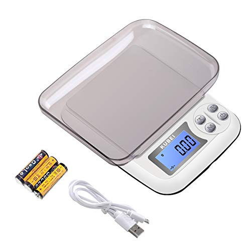 KUBEI Digital Kitchen Scale, 1kg/0.01g Food Scale, Mini Pocket Jewelry Scale,Food Scale Can set shutdown time, Cooking Scale with Tray