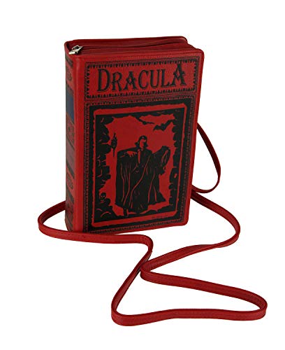 Things2Die4 Book of Dracula Vinyl Handbag Novelty Clutch Purse Crossbody Bag, Red, Small
