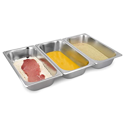 Navaris Breading Trays Set – 3 Medium Stainless Steel Pans for Preparing Bread-Crumb Dishes, Panko, Schnitzel, Coating Fish and Marinating Meat