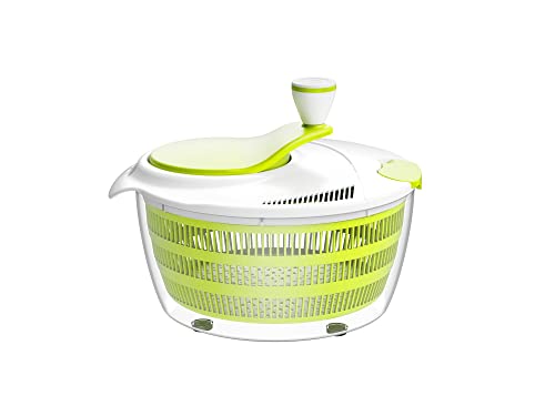 Smile Mom Salad Spinner Large 4 Quarts, ABS,BPA Free Clips & Locking, Lettuce Vegetables Washer Dryer Drainer Crisper Strainer for Home Kitchen Washing & Drying Leafy Vegetables