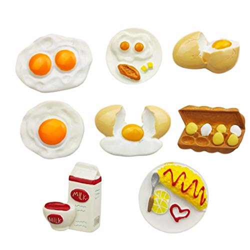8 pcs/Set 3D Resin Refrigerator Magnets Series Home Decor Fridge Magnetic Stickers Photo Office Message Kitchen Accessories (Breakfast Egg Series)