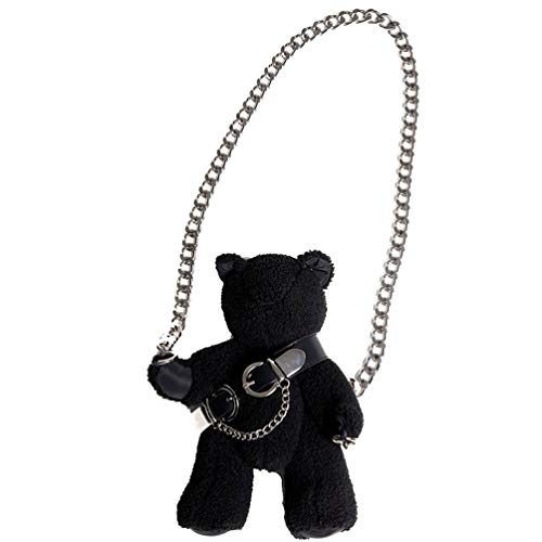TENDYCOCO Crossbody Bag with Chain Stuffed Animal Purse Teddy Bear Purse Gothic Purse