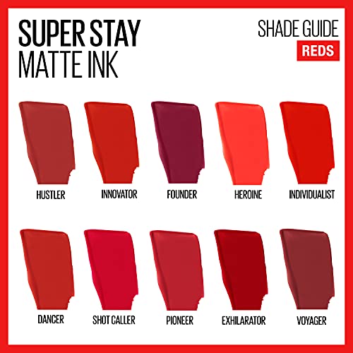 Maybelline New York Super Stay Matte Ink Liquid Lipstick, Long Lasting High Impact Color, Up to 16H Wear, Exhilarator, Ruby Red, 0.17 fl.oz | The Storepaperoomates Retail Market - Fast Affordable Shopping