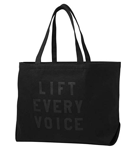 rayo & honey”Lift Every Voice” Quote Black Canvas Tote Bag