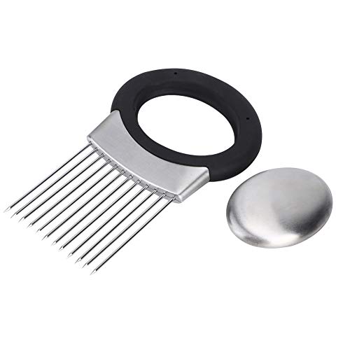 Onion Cutter, Onion Holder, TPR Soft Stainless Steel Long Needle Design High Quality for Kitchen Home