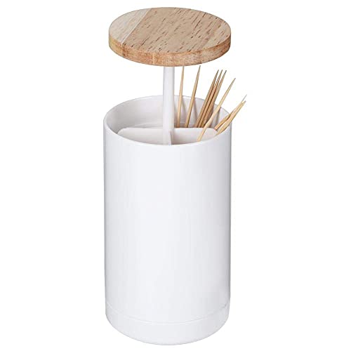 Mini Toothpick Holder, 4-Compartment Pop Up Toothpick Dispenser Qtip Cotton Swabs Container for Home Bathroom Kitchen Restaurants (Toothpick Not Included)