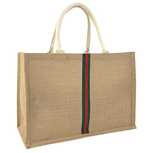 Hibala Woven Large Beach Bag Straw Bag Beach Tote Handmade Weaving Shoulder Bag Tassel Bag Handbag (Green Stripe) …