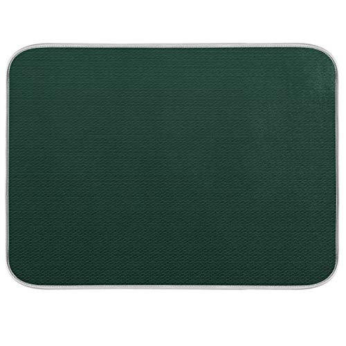 Qilmy Hunter Green Dish Drying Mats Tableware Absorption Water Mat Home Decor Drying Pad for Kitchen Countertop, 16 X 18 Inch