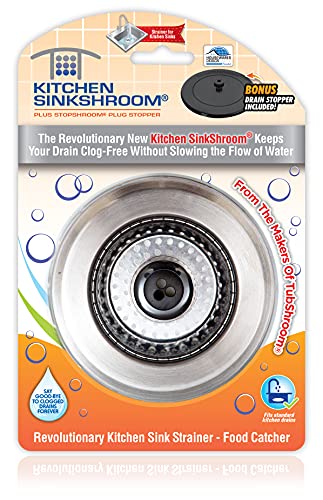 SinkShroom Revolutionary Clog-Free Sink Strainer Basket with Stopper, Stainless Steel