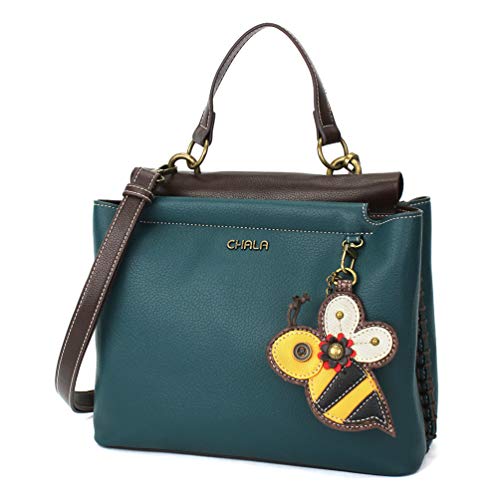 CHALA Charming Satchel with Adjustable Strap – Bee – Turquoise