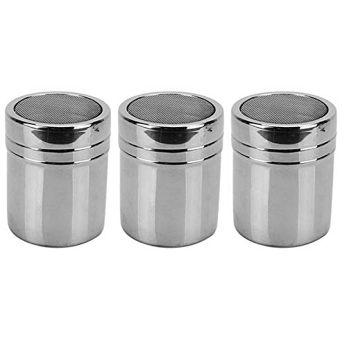 YAIKOAI 3 Pieces Stainless Steel Chocolate Shaker Icing Sugar Powder Cocoa Flour Coffee Fine-mesh Sifter Cooking Tools for Home Kitchen Bakery Cafe, Silver