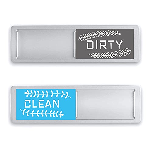 Badert Clean Dirty Dishwasher Magnet-Easy Read Non-Scratch Magnetic Silver Indicator Sign Bold Colored Text,Super Strong Magnet Stickers Kitchen Organization and Storage (Style 1), Clear,silver