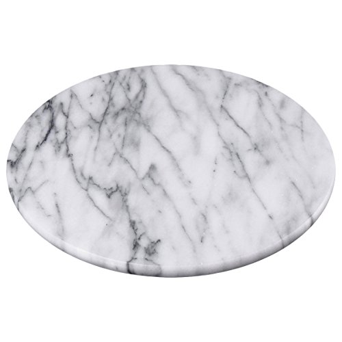 Creative Home Natural Marble Round Trivet Cheese Board Dessert Snack Appetizers Bread Serving Plate Serving Tray, 8″ Diameter, Off-White (Color May Vary)