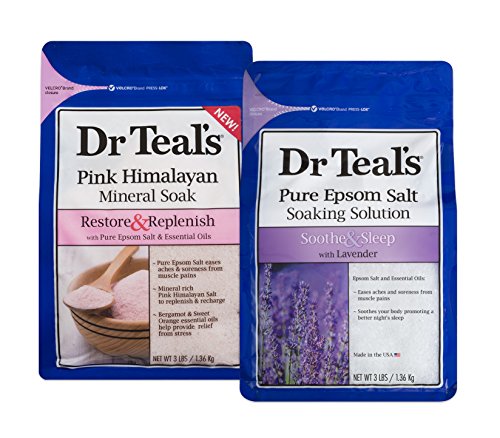 Dr Teal’s Epsom Salt Soaking Solution, Lavender and Pink Himalayan, 3 Pound (Pack of 2)