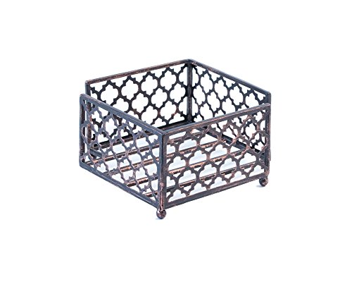 Boston International Celebrate the Home Tangier Trellis Cocktail Napkin Holder Caddy, 5.25 x 5.25-Inches, Antique Copper