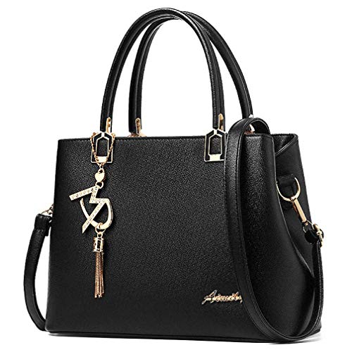 Womens Purses and Handbags Shoulder Bags Ladies Designer Top Handle Satchel Tote Bag (Black)