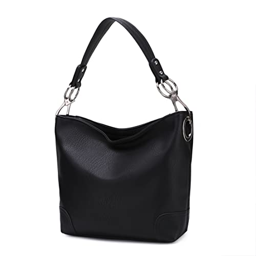 MKF Hobo Purses for Women – Soft PU Leather Handbag Slouchy Womens Hobo Shoulder bag – Fashion Top Handle Pocketbook Black