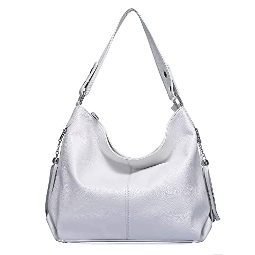 Soft Real Genuine Leather Tassel Women’s Handbag Ladies Shoulder Tote Messenger Bag Purse Satchel Black White (White)