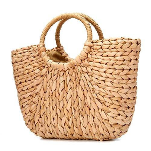 Summer Beach Bag, JOSEKO Women Straw Paper Handbag Top Handle Big Capacity Travel Tote Purse