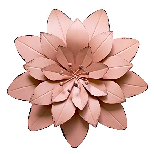 GIFTME 5 Dusty Light Pink Floral Metal Wall Art Decor(11.5×2 inch)
