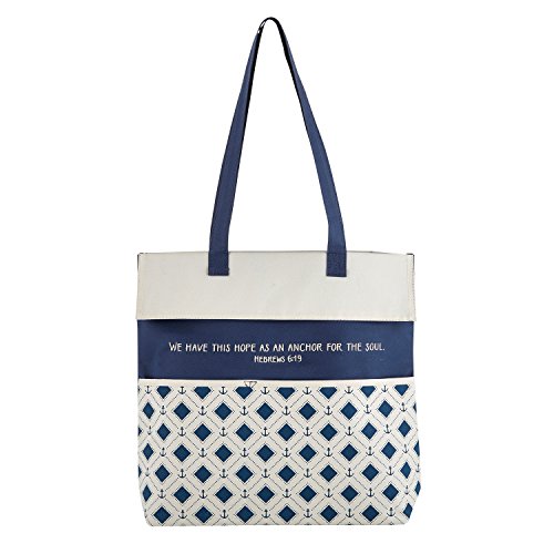 Creative Brands Inspirational Canvas Purse/Tote Bag, 13.5 x 14-Inch, Hope as an Anchor – Scripture